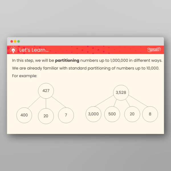 An image of the Partition Numbers to 1,000,000 Teaching PPT Resource