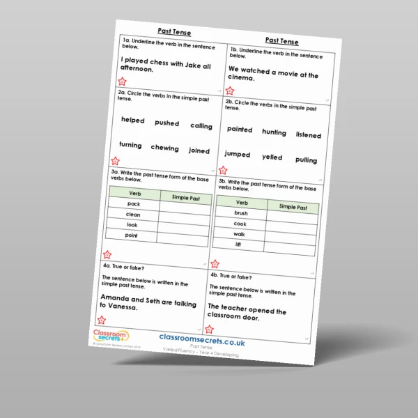 An image of the Past Tense Varied Fluency Resource