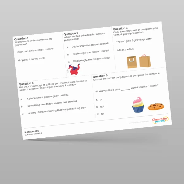 An image of the Free 5-Minute GPS Summer 1 Week 1 Resource