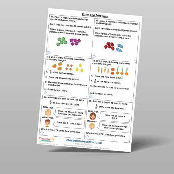 An image of the Ratio and Fractions Reasoning and Problem Solving Resource