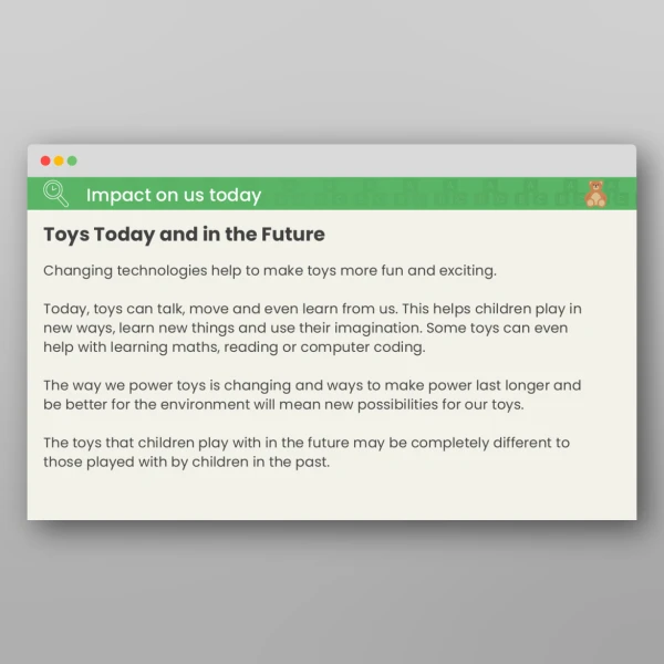 An image of the Toys Through Time What Will Toys Look Like in the Future? PPT Resource