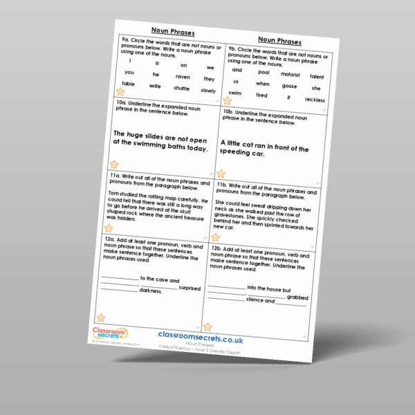 An image of the Free Noun Phrases Varied Fluency Resource