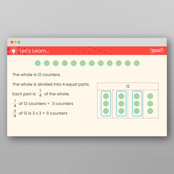 An image of the Non-Unit Fractions of a Set of Objects Teaching PPT Resource