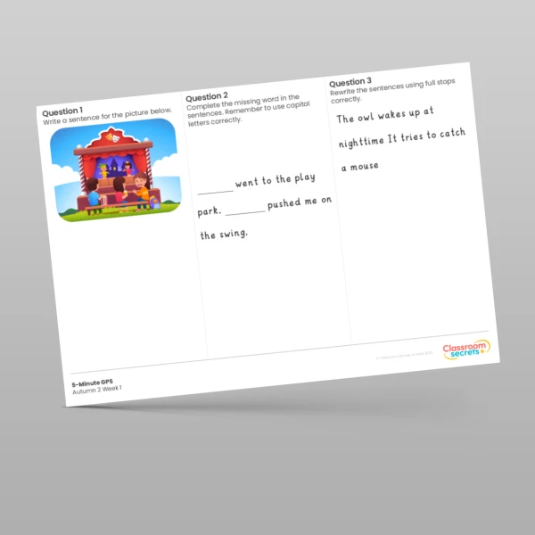 An image of the Free 5-Minute GPS Autumn 2 Week 1 Resource