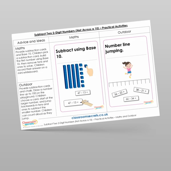 An image of the Subtract Two 2-Digit Numbers (Not Across a 10) Practical Activities Resource