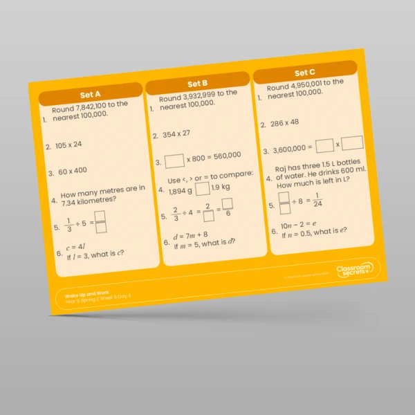 An image of the Spring 2 Week 6 Wake Up and Work Resource