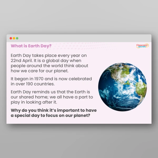 An image of the Earth Day Whole School Assembly Resource
