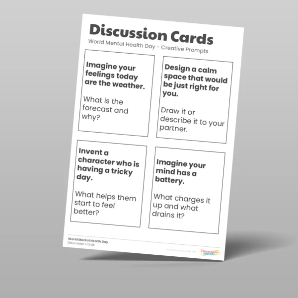 An image of the KS2 World Mental Health Day Discussion Cards Resource