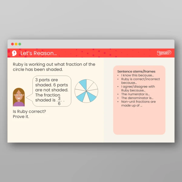 An image of the Understand the Numerators of Non-Unit Fractions Teaching PPT Resource