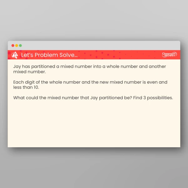 An image of the Partition a Mixed Number Teaching PPT Resource