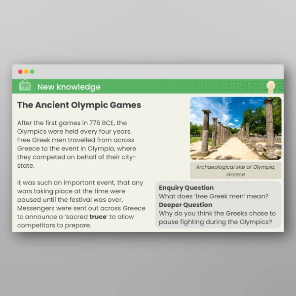 An image of the Lesson 5: How Do the First Olympic Games Compare to Today's Olympics? PPT Resource