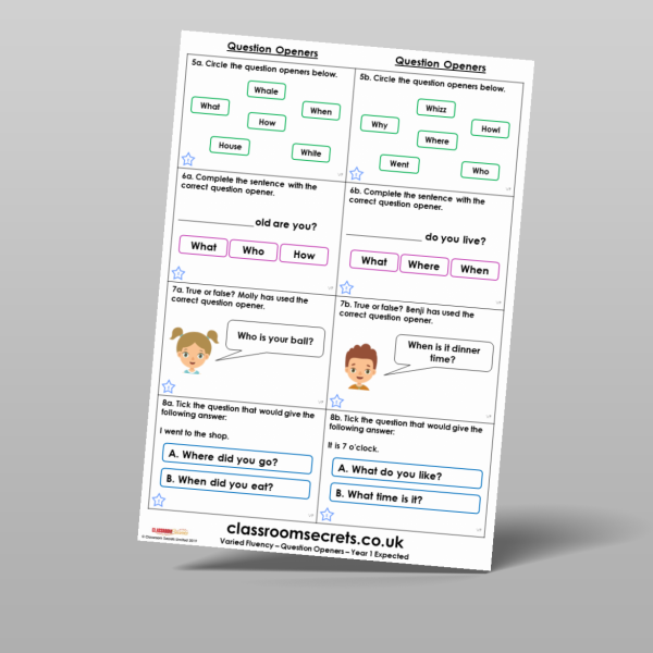 Year 1 Question Openers Varied Fluency Resource | Classroom Secrets