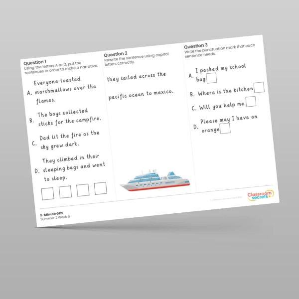 An image of the 5-Minute GPS Summer 2 Week 6 Resource