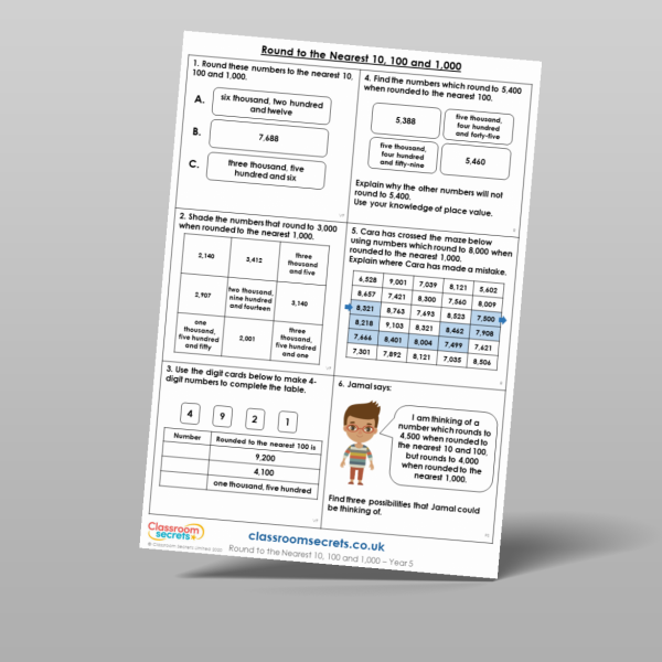 Year 5 Round To The Nearest 10 100 And 1 000 Mixed Activity Resource ...