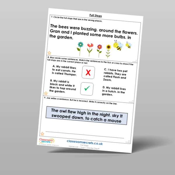 An image of the Full Stops Homework Resource