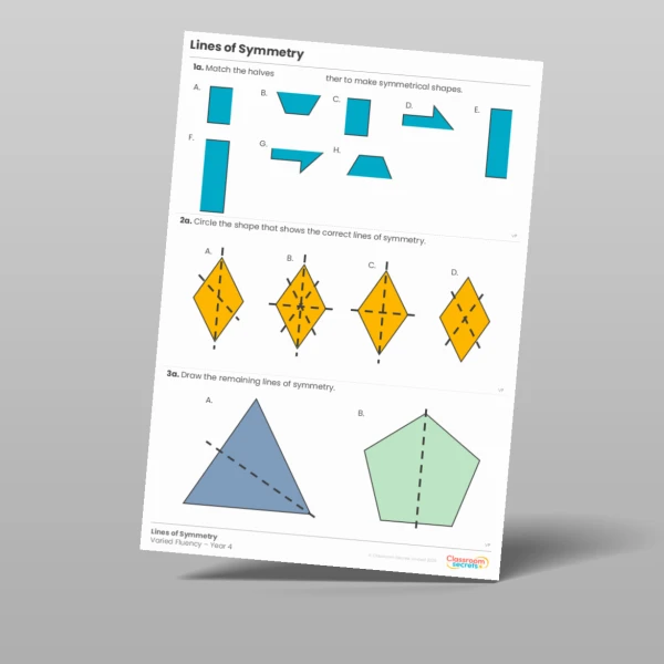 An image of the Lines of Symmetry Varied Fluency Resource