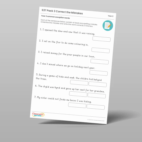 An image of the Spring 1 Week 1 Spelling - S37 Pack 3 - Year 2 common exception words Resource