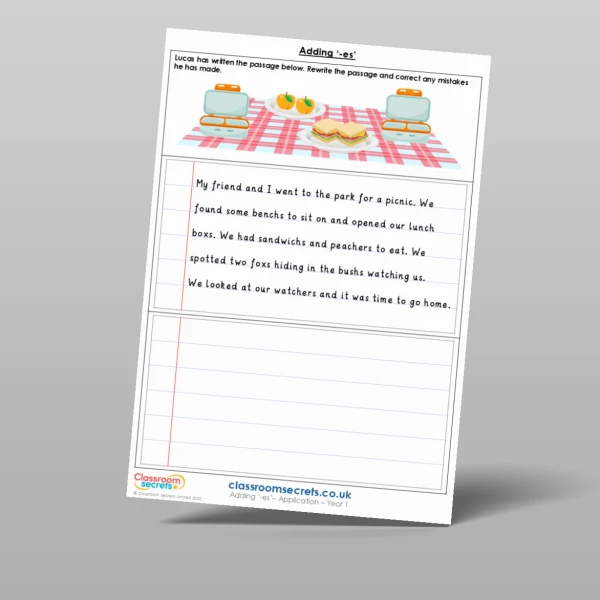An image of the Adding ‘-es’ Application Resource