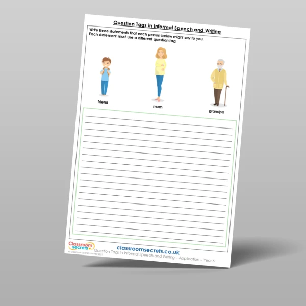 An image of the Question Tags in Informal Speech and Writing Application Resource