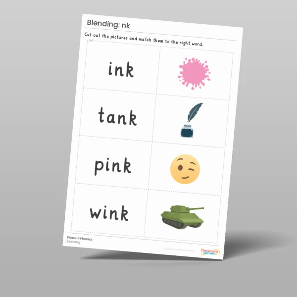 An image of the Phonics Blending Activities: nk Resource