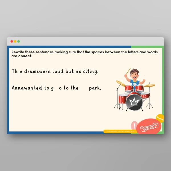 An image of the Spacing Letters and Words Teaching PPT Resource