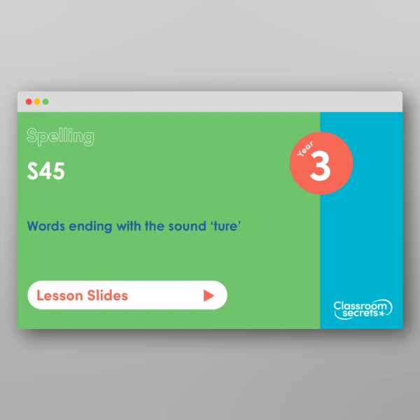 An image of the Spring 2 Week 4 Spelling - S45 - Words ending with the sound ‘ture’ Resource