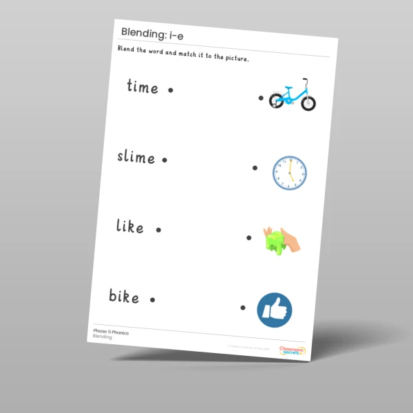 An image of the Phonics Blending Activities: i-e Resource