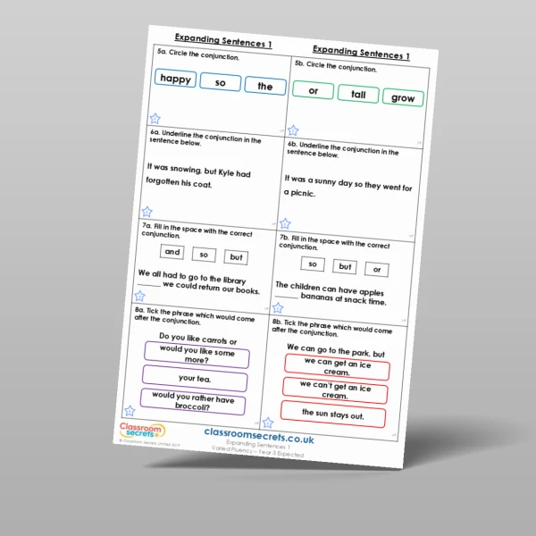 An image of the Expanding Sentences 1 Varied Fluency Resource