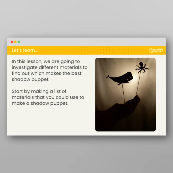 An image of the Lesson 5: How Do We Make Shadows? Investigation Resource