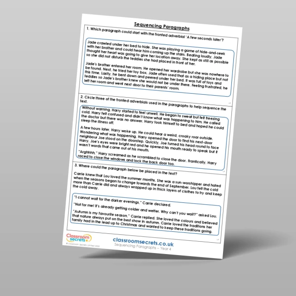 An image of the Sequencing Paragraphs Mixed Activity Resource