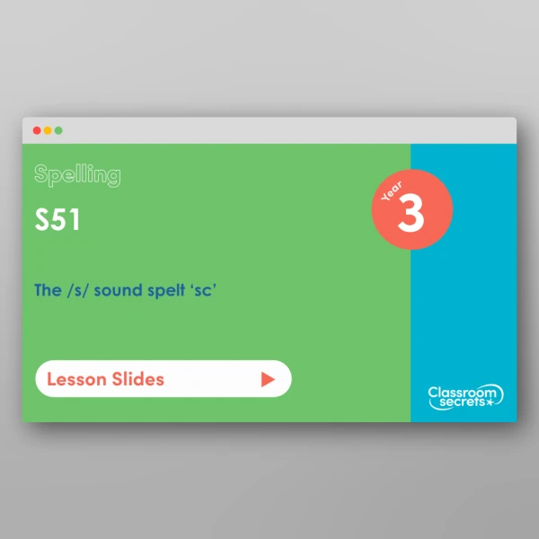 An image of the Summer 1 Week 6 Spelling - S51 - The /s/ sound spelt ‘sc’ Resource