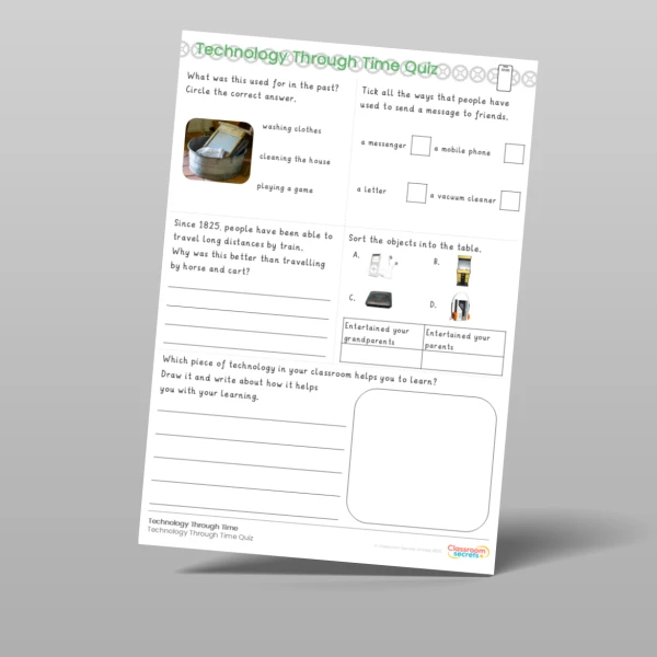 An image of the History Technology Through Time Quiz Resource