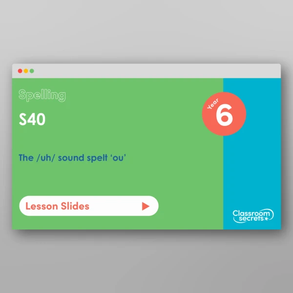 An image of the Autumn 1 Week 3 Spelling - S40 - The /uh/ sound spelt ‘ou’ Resource