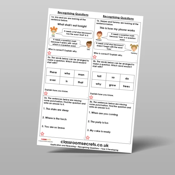 An image of the Free Recognising Questions Application and Reasoning Resource