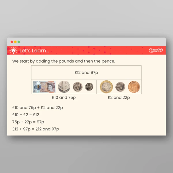 An image of the Add Money Teaching PPT Resource