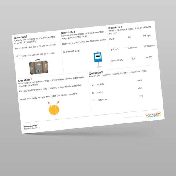An image of the Free 5-Minute GPS Autumn 1 Week 1 Resource