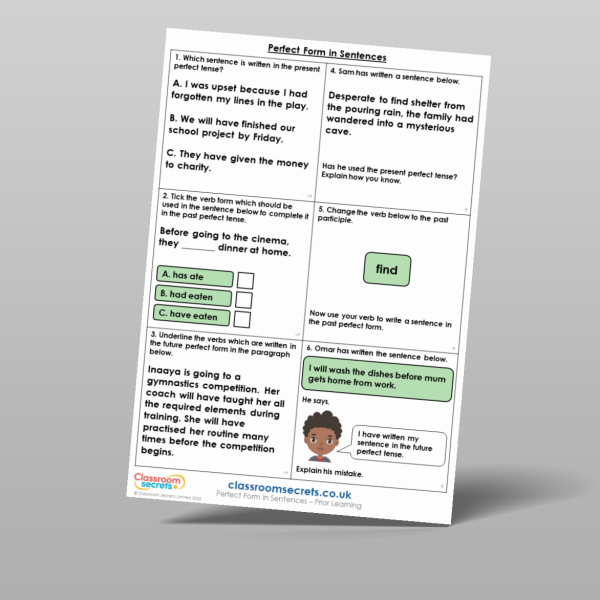 Year 5 Perfect Form In Sentences Prior Learning Resource | Classroom ...