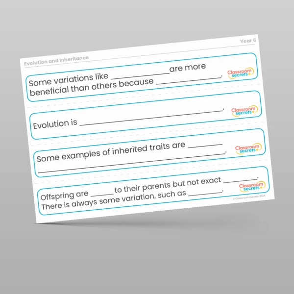 An image of the Evolution and Inheritance Stem Sentences Resource