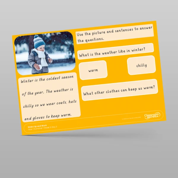 An image of the Summer 1 Week 5 Wake Up and Work Resource