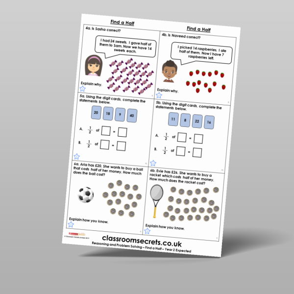 Year 2 Find A Half Reasoning And Problem Solving Resource | Classroom ...
