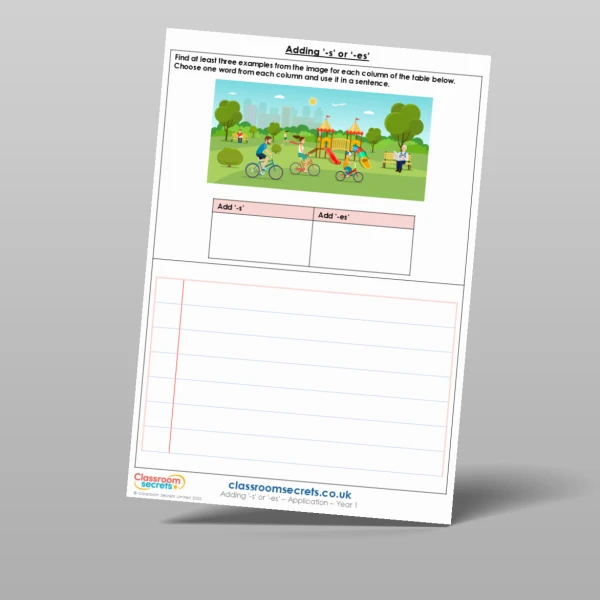 An image of the Adding ‘-s’ or ‘-es’ Application Resource