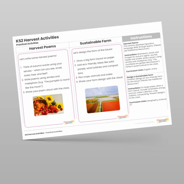 An image of the Harvest Practical Activities Resource