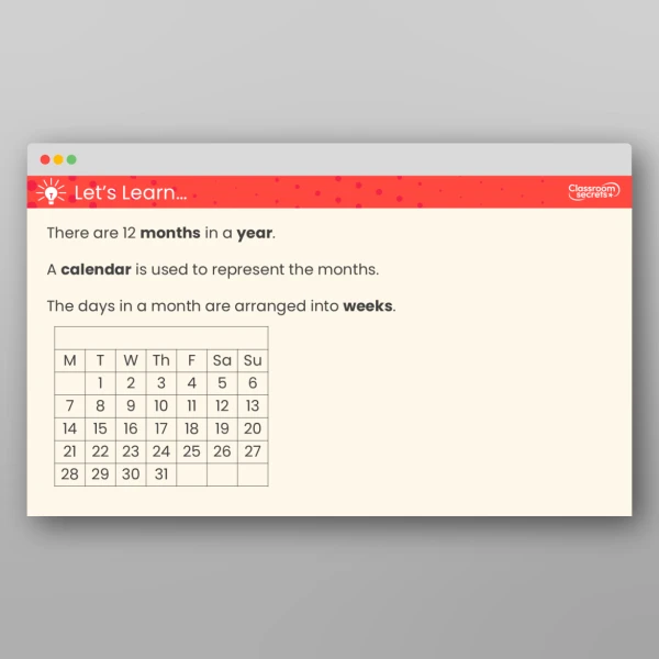 An image of the Years, Months, Weeks and Days Teaching PPT Resource