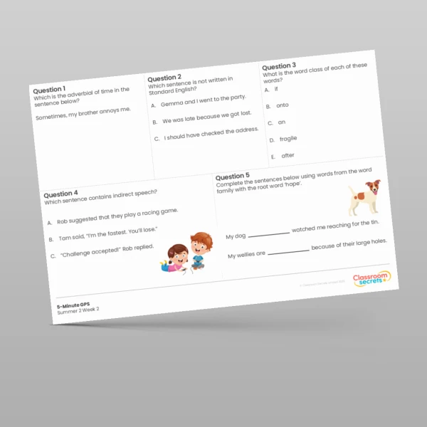 An image of the 5-Minute GPS Summer 2 Week 2 Resource