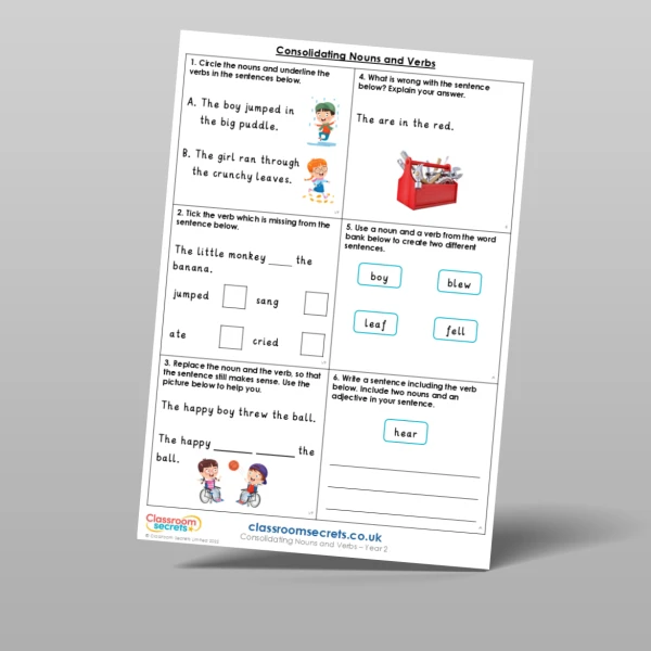 An image of the Consolidating Nouns and Verbs Mixed Activity Resource