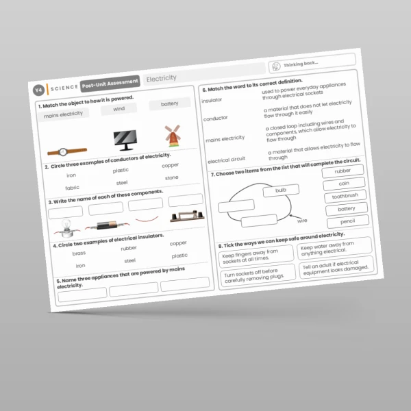 An image of the Electricity Post-Unit Assessment Resource