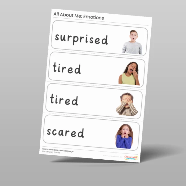 An image of the All About Me Emotions Vocabulary Cards Resource