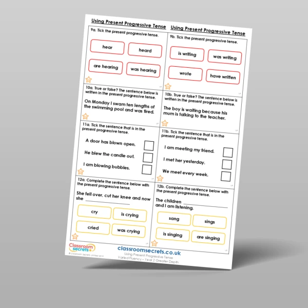An image of the Using Present Progressive Tense Varied Fluency Resource
