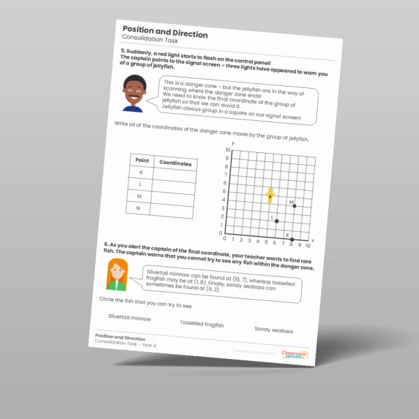 An image of the Position and Direction Consolidation Task Resource