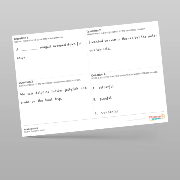 An image of the 5-Minute GPS End of Summer Term Resource